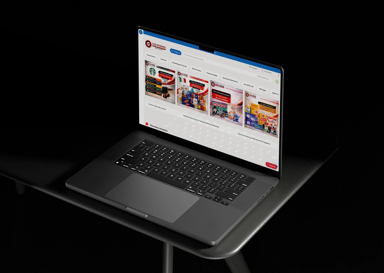 La boutique en ligne 1001 Promos sur un ordinateur